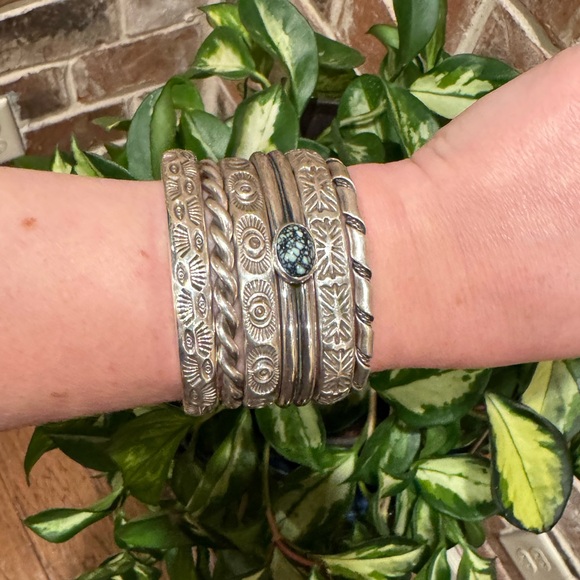 Native American Sterling Silver Double Twist Rope Style Cuff Bracelet - Picture 6 of 16